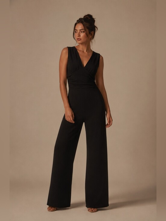 ICHI Pants - ICHÍ Black Crepe V-Neck Romper NWT Medium Minimalist Chic